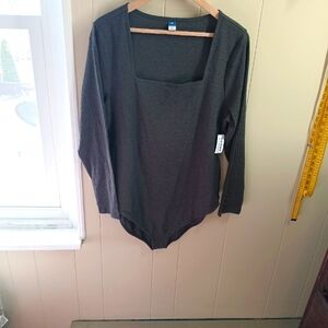 Women's Long Sleeve Bodysuit in Dark Gray